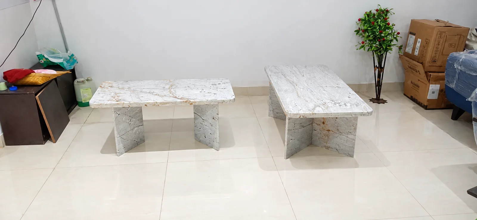 Marble Tables in a Bright Utility Room